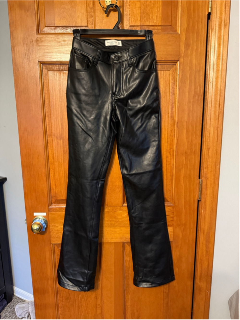 Women's Abercrombie & Fitch Vegan Leather Boot Cut Pants Black Size 24